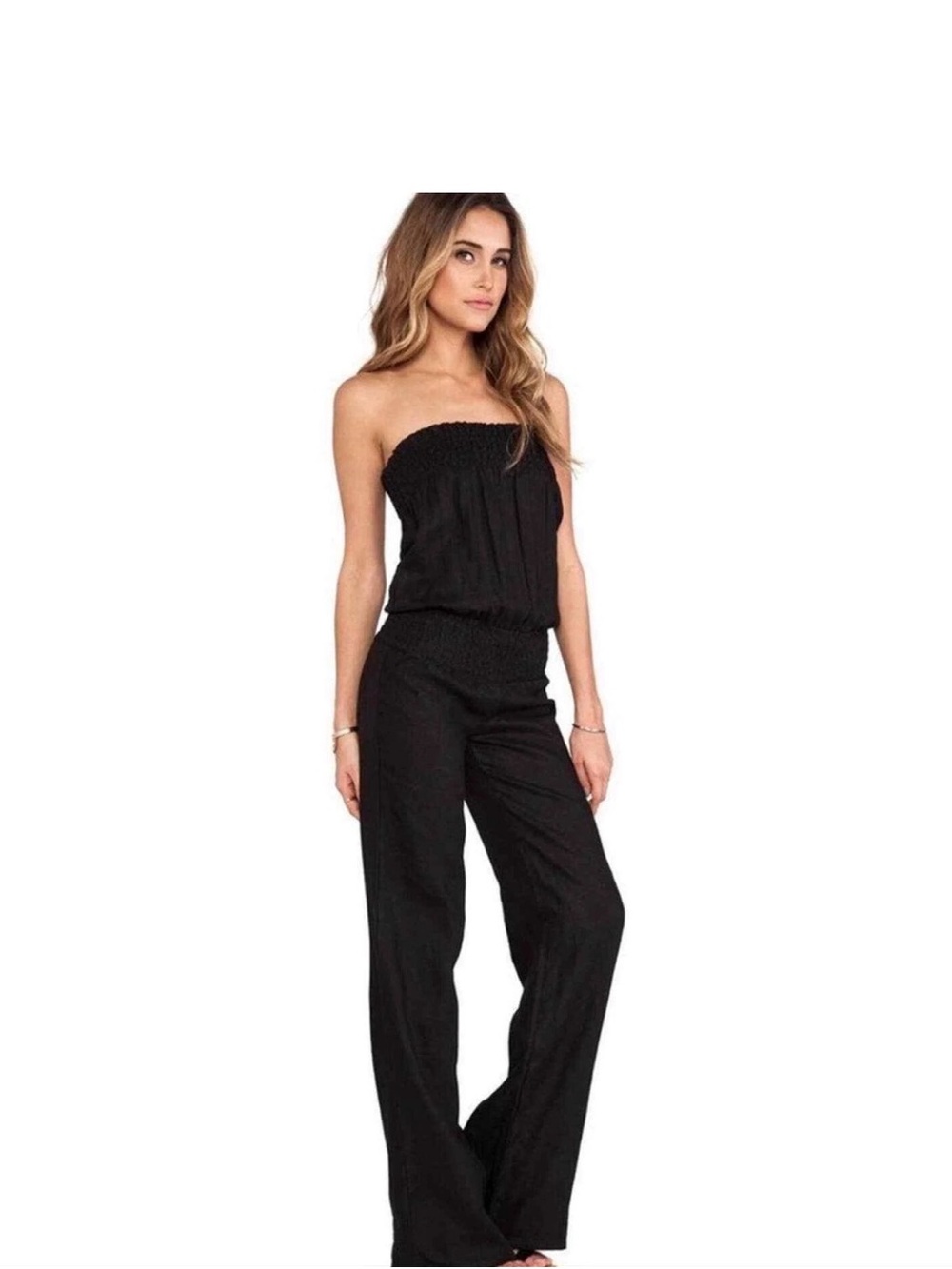 Young Fabulous and Broke Black Strapless Wide-Leg Jumpsuit